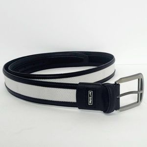 Nike G Flex Woven Leather Belt Black White 34 NWT